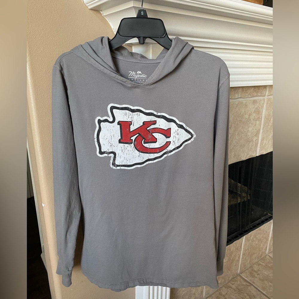 🏈 Kansas City Chiefs Patrick Mahomes Long Sleeve Hooded TShirt Grey Shirt Red 15